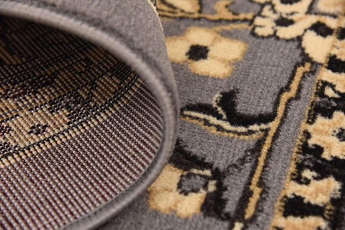 Unique Loom Sialk Hill Collection Area Rug - Washington (7' 10" Square Gray/Black)