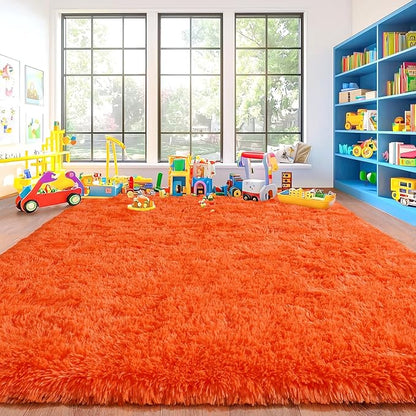Area Rugs for Living Room, Soft Shaggy Carpets for Living Room, Fuzzy Rugs for Kids' Room, Perfect Decor for Modern Home Orange 4x6 Feet