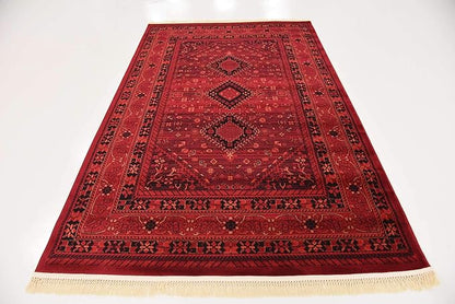 Unique Loom Tekke Collection Area Rug - Sheibani (5' 3" x 8' Rectangle, Red/ Black)