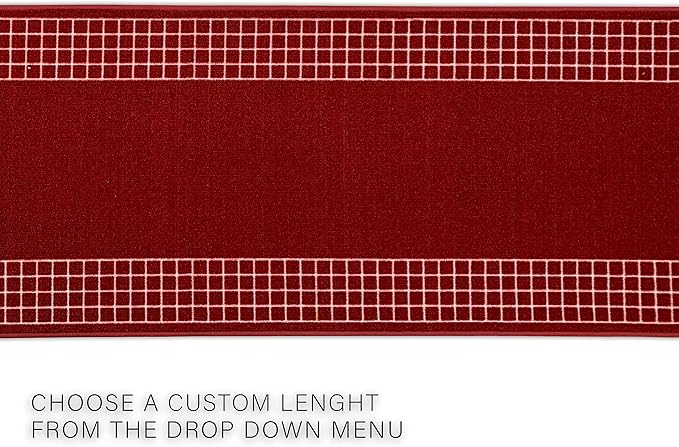 Custom Made Runner Rug for Kitchen Foyer Hallway Entry Choose Your Length 26 Inch Wide Geometric Checkered Design Red Color (25 feet x 26 inch)