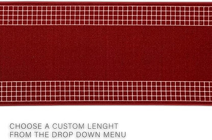 Custom Made Runner Rug for Kitchen Foyer Hallway Entry Choose Your Length 31 Inch Wide Geometric Checkered Design Red Color (44 feet x 31 Inch)