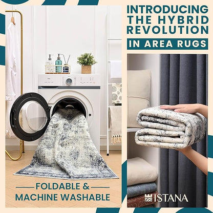 Istana Hallway Runner Rug 2.5x8 – Navy Entryway Rug -Silk's Soft Touch Runners for Hallways - Stylish Kitchen Runner Rug Non Slip