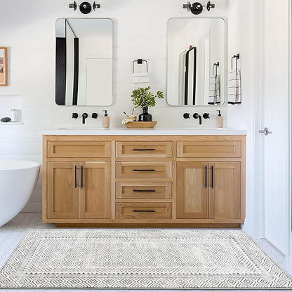 ReaLife Rugs Machine Washable Area Rug Runner - Living Room Bedroom Bathroom Kitchen Entryway Office - Padded Low Pile Stain Resistant Premium - Boho Farmhouse Vintage - Aria - Ivory 2'6" x 6'