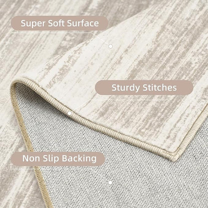 PADOOR Modern Abstract Runner Rug - 2x5 Washable Hallway Rugs, Ultra Soft Non-Slip Low Pile Floor Rugs for Hallway Entryway Kitchen Bedroom Bedside Laundry Room Brown