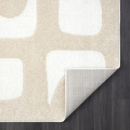 Abani Nuevo Collection Area Rug - Modern Geometric Beige/Cream Design - 7'9" x 10'2" - Easy to Clean - Durable for Kids & Pets - Non-Shedding - Medium Pile -Soft Feel - for Living Room Bedroom Office