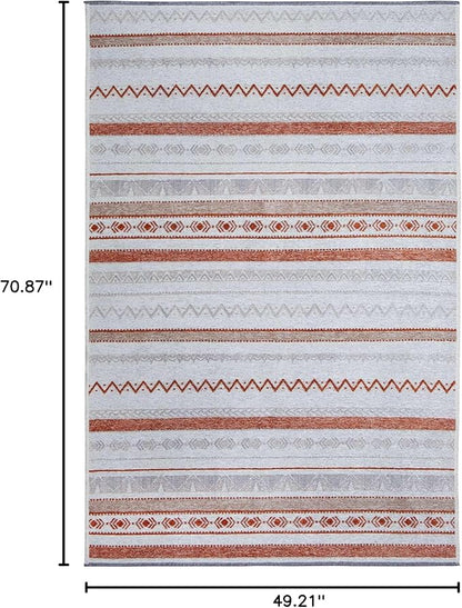 Alfa Rich 4x6 Beige Terracotta Washable Area Rugs for Living Room Bedroom Kitchen Cotton Decor Rug