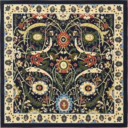 Unique Loom Espahan Collection Area Rug - Cape Cod (7' 10" Square, Navy Blue/ Black)