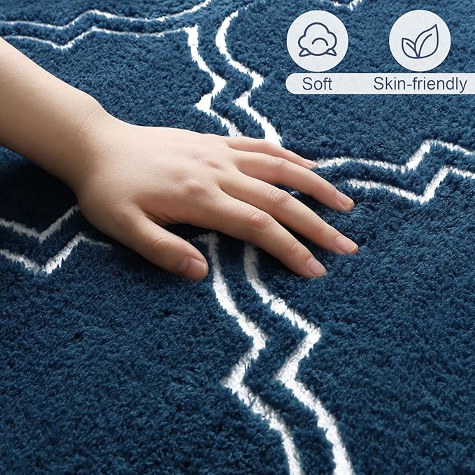 Amearea Fluffy Indoor Area Rug, Soft Trellis Moroccan Rugs for Bedroom, Shag Modern Area Rug for Living Room Kids Room Nursery, Easy Clean, Home Decor Low Pile Carpet, Teal Blue 6x9 Feet