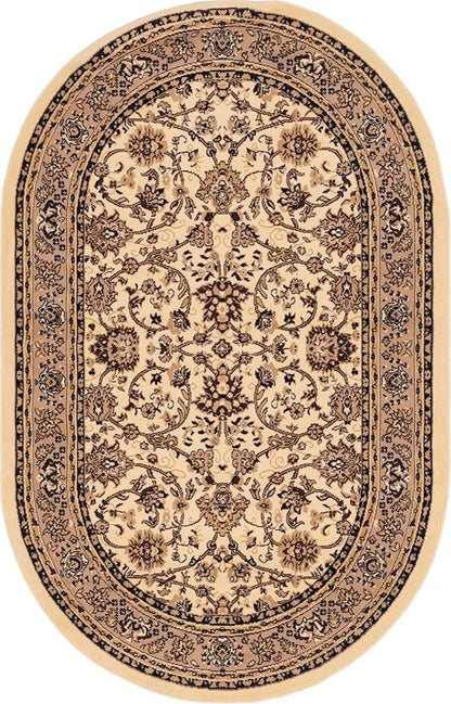 Unique Loom Sialk Hill Collection Area Rug - Washington (5' 3" x 8' Oval Ivory/Black)