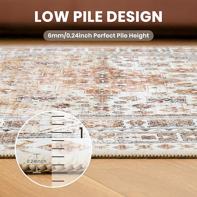 zesthome Washable Runner Rug 2.5x14 - Stain Resistant Entryway Rug,Ultra-Thin Kitchen Rugs, Anti Slip Backing Runner Rugs for Entrance Laundry Room Indoor Hallway (Orange,2.5'x14')