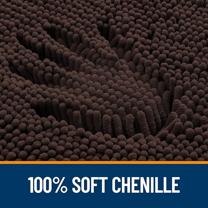 OLANLY Bathroom Rugs 40x32, Extra Soft Absorbent Chenille Bath Rugs, Rubber Backing Quick Dry, Machine Washable Bath Mats for Bathroom Floor, Tub and Shower, Home Decor Accessories, Brown
