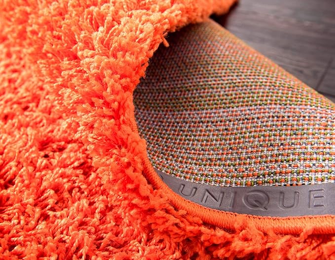 Unique Loom Solid Shag Collection Area Rug (4' 1" x 6' 1" Rectangle, Tiger Orange)