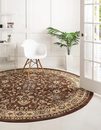 Unique Loom Sialk Hill Collection Area Rug - Washington (3' 3" Round Brown/Black)