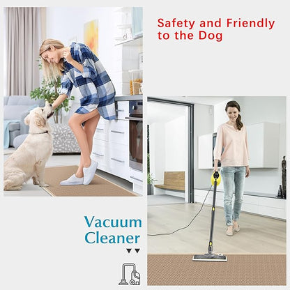 Rubber Runner Rug for Hallways Non Slip, Low Pile Long Laundry Room Mat Hall Jute Rug Runner Carpet Non Skid
