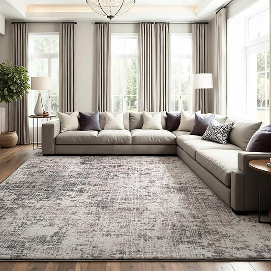 ILANGO 8x10 Modern Area Rug for Living Room Ultra Soft Machine Washable Lightweight Kid & Pet Friendly Stain Resistant Non-Shedding Large Carpet for Bedroom Dining Room Home Office Mat