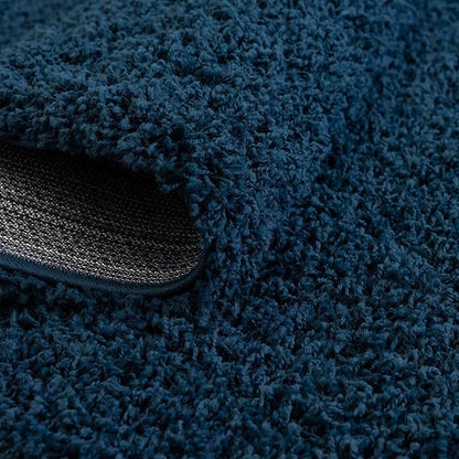 Unique Loom Solid Shag Collection Area Rug (5' 1" Square, Sapphire Blue/ Navy Blue)
