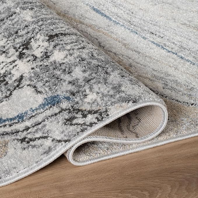Rugshop Marble Swirl Distressed Gray Area Rug 4' x 6' Great for Small Living Rooms, Offices, or Under Coffee Tables