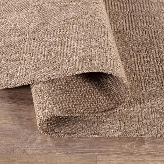 Beverly Rug Easy Jute Entry Rug 2x3 Solid Washable Durable Outdoor Indoor Area Rugs for Living Dining Room Patio Office Stain Resistant Non Shedding Casual Indoor Outside Carpet 2 x 3 Natural
