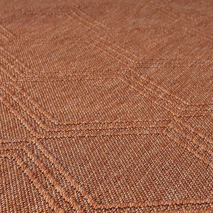 LUXE WEAVERS Modern Farmhouse Orange 9x12 Washable Area Rug, Anti-Slip Diamond Pattern Carpet