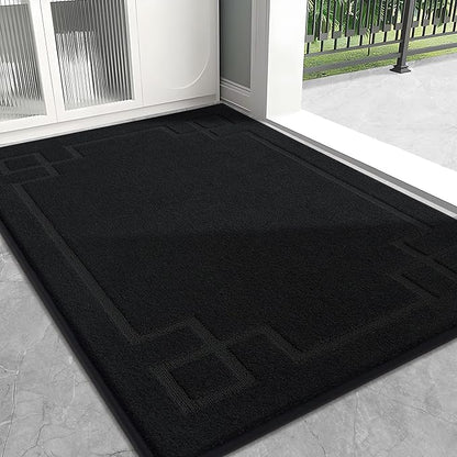 BEQHAUSE Door Mat 32" x 48", Non-Slip Door Mats Indoor Entryway Rugs Washable Low-Profile Absorbent and Stain Resist Floor Mats, Dog Door Mat for Front Back Door, Muddy Wet Shoes & Paws, Black