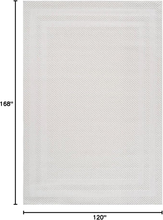 CAMILSON Micro Loop Rug 10x14 Modern Luxury Bordered Large Area Rugs Soft High and Low Pile Stain Resistant Easy-Cleaning Non-Shedding for Living Room Office Indoor Carpet (10 x 14 / White)