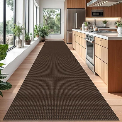 Braided Runner Rug 3x18 Ft Washable Runners for Hallways Non Slip Rubber Backed Kitchen Runners Cotton Long Entryway Runner Indoor, Woven Carpet for Hall Stair Entryway, Brown