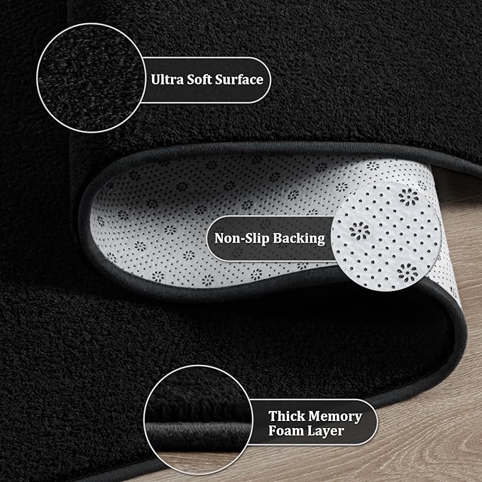 Large Modern Area Rugs for Living Room Bedroom, 5x8 Feet Black Ultra Soft Solid Thickened Memory Foam Indoor Minimalist Carpets, Non-Slip Comfy Rugs for Boys Girls Nursery Kids Room Home Décor