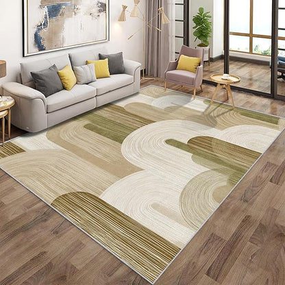 Abstract Geometry Rugs for Home Decor, 4x5 ft, Minimalist Geo Arched Area Rugs for Living Room, Soft Non Slip Washable Mid Century Modern Carpet Bedroom Decorations Dt-Ghf-19