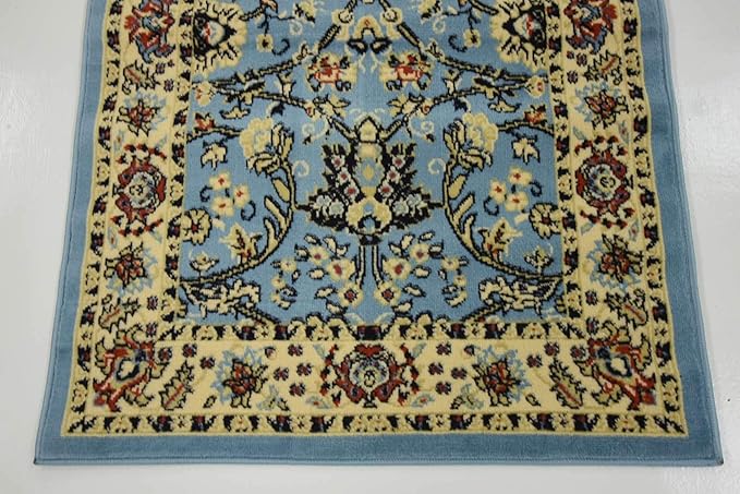 Unique Loom Sialk Hill Collection Area Rug - Washington (2' 11" x 16' 5" Runner Light Blue/Navy Blue)