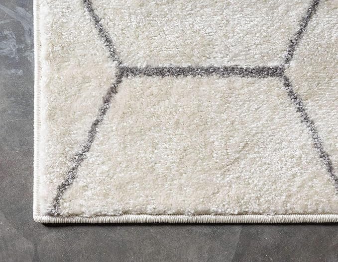 Unique Loom Trellis Frieze Collection Area Rug - Geometric (8' x 11', Ivory/ Gray)