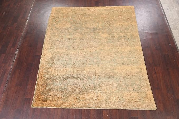 Rug Source Tribal Collection 7x9 Moroccan Area Rug, Hand Knotted Beige & Ivories Floral Rug, Oriental Jute Carpet for Bedroom, Living Room, Dining Room