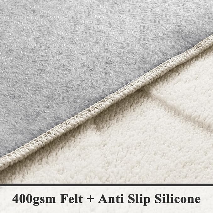 SHACOS Soft Cozy Fluffy Abstract Geometric High Low Pile Area Rugs 6'x9' Non Slip Washable Scandinavian Minimalist Rug Modern Carpet for Living Room Bedroom Dining Room, Cream