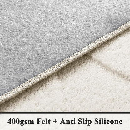 SHACOS Soft Cozy Fluffy Abstract Geometric High Low Pile Area Rugs 3'x5' Non Slip Washable Scandinavian Minimalist Rug Modern Carpet for Living Room Bedroom Bathroom, Cream