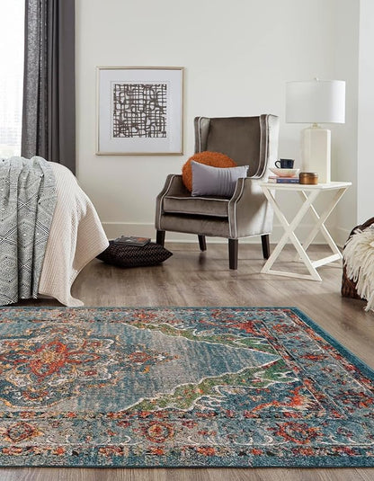 Unique Loom Isabella Collection Area Rug - Rossellini (3' 3" x 5' 3" Rectangle, Blue/ Beige)