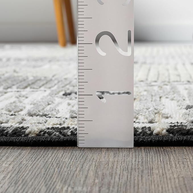 Abani Viva Cream & Grey Area Rug 6' x 9' for Living Room, Bedroom - Farmhouse Diamond Pattern - Durable & Easy to Clean