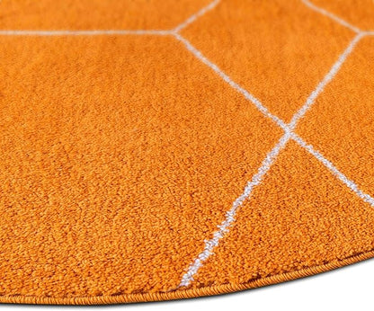 Unique Loom Trellis Frieze Collection Area Rug - Geometric (5' 1" Round, Orange/ Ivory)