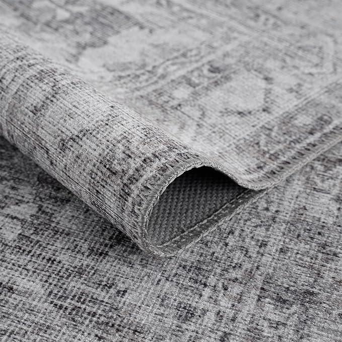 Bloom Rugs Washable 10 ft Runner - Ivory/Silver Gray Traditional Runner for Entryway, Hallway, Bathroom, and Kitchen - Exact Size: 2.5' x 10'