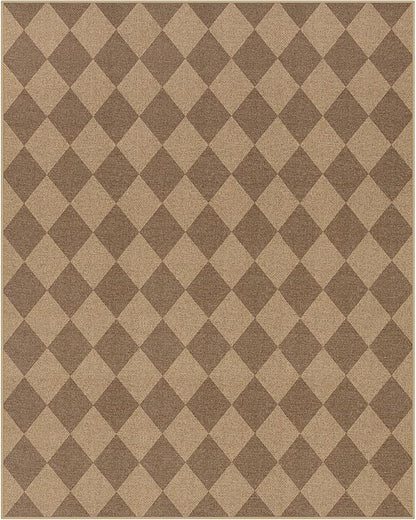 Lahome Checkered Easy Jute Rug 8x10, Washable Rugs for Living Room Dining Room Farmhouse Indoor Outdoor Mat, Neutral Checkerboard Non Slip Black Carpet for Office Backyard Patio