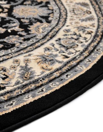 Unique Loom Sialk Hill Collection Area Rug - Washington (3' 3" Round Black/Gray)