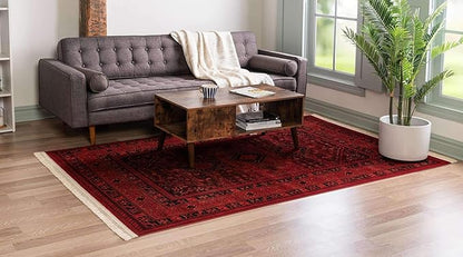 Unique Loom Tekke Collection Area Rug - Sheibani (7' 10" x 11' Rectangle, Red/ Black)