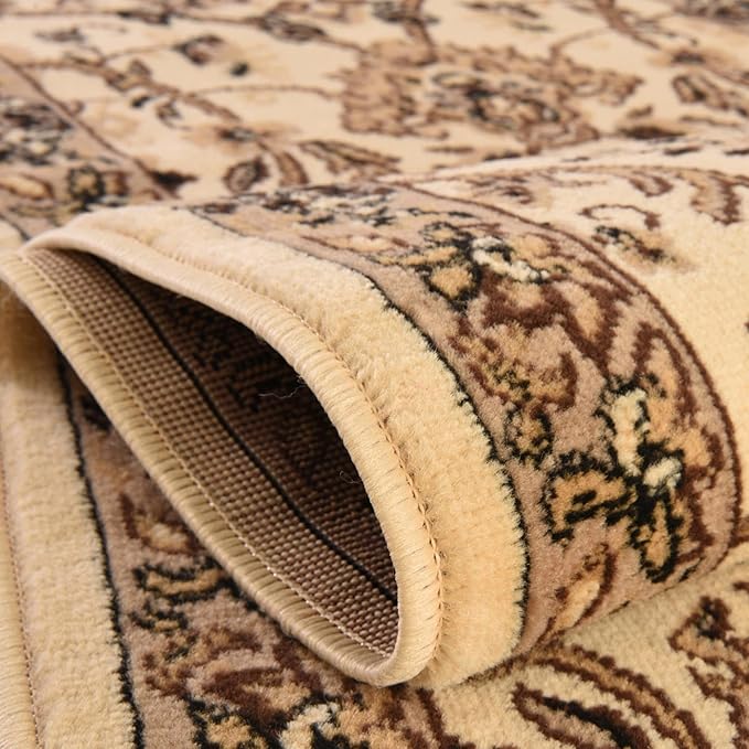 Unique Loom Sialk Hill Collection Area Rug - Washington (5' 1" Round Ivory/Black)