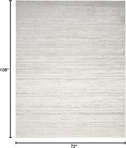 SAFAVIEH Area Rug 6x9 - Adirondack Collection - Ivory & Silver, Modern Ombre Design, Non Shedding & Easy to Clean, Ideal for Living Room, Bedroom, Office, Dining Space (ADR113B)