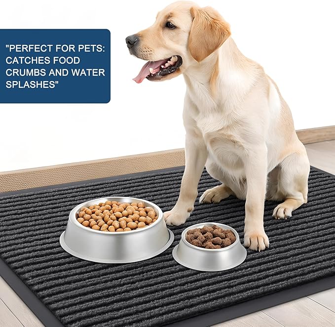 OLANLY Front Door Mat Indoor Outdoor Entrance, Waterproof Heavy Duty Doormat, Fade Resistant, Low Profile, Easy Clean Patio Porch Welcome Floor Mats for Entry, 33x21, Charcoal Grey