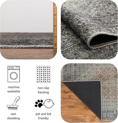 Keen Home Design 2x7 Rug - Machine Washable Runner Rug with Non-Slip Backing, Ideal for Hallway, Entryway, Kitchen, Laundry Room - Vintage, Easy Clean, Durable, Low Pile - (2'6" x 7')