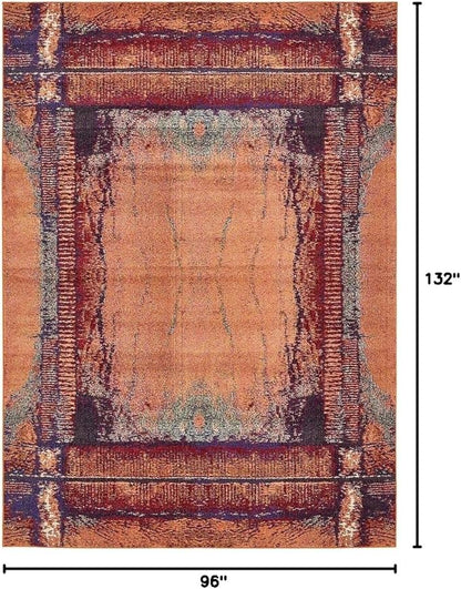 Unique Loom Estrella Collection Rustic, Distressed, Modern, Abstract Area Rug (8' 0 x 11' 0 Rectangular, Orange/Black)