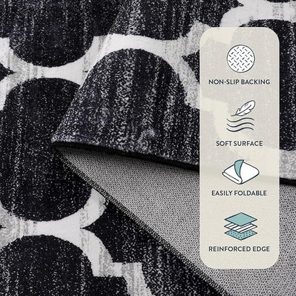 Lahome Black Entry Rug - 2x3 Washable Rugs Kitchen Rug Non-Slip Small Area Rug Throw Rugs Floor Carpet for Door Mat Indoor Entrance Entryway Bedrooms Laundry Room Decor (2’ X 3’, Black)