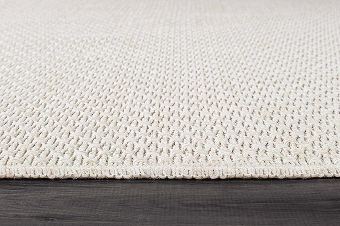 Easy Jute Rugs 5x7 White Color Living Room Indoor Outdoor Area Rug for Patio Farmhouse and Kitchen Rug High Traffic Easy to Clean Washable Solid Boho Woven Design Outside Carpet (5 x 7)