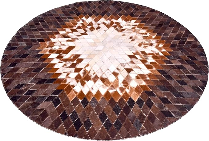 Round Area Rug – Soft and Durable Floor Mat for Living Room, Bedroom, or Entryway – Non-Slip Modern Carpet for Home Decor & Interior Styling(Tan&White 3X3)