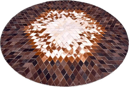 Round Area Rug – Soft and Durable Floor Mat for Living Room, Bedroom, or Entryway – Non-Slip Modern Carpet for Home Decor & Interior Styling(Tan&White 7X7)