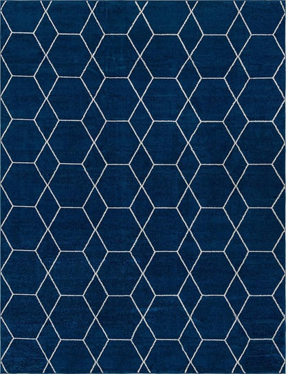 Unique Loom Trellis Frieze Collection Area Rug - Geometric (10' x 13', Navy Blue/ Ivory)